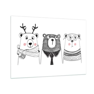 Glastavla - Bild på glas - Tre björnar  - 100x70 cm