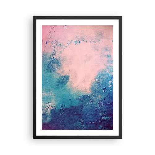 Affisch i svart ram - Abstrakt komposition i blått och rosa - 50x70cm - Blåa famnar - Modern väggdekoration för vardagsrum och sovrum ARTTOR