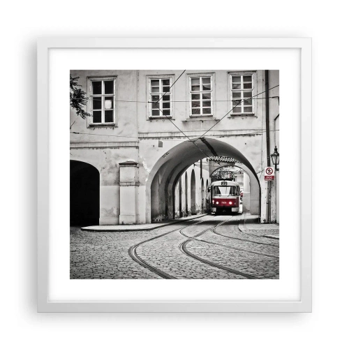 Affisch i vit ram - Genom stadens labyrint - 40x40 cm