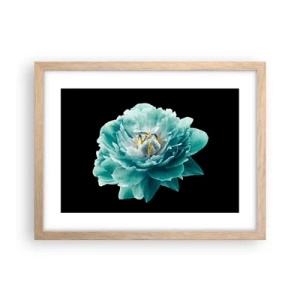 Affisch i ram av ljusek - Blå och gyllene kronblad - 40x30 cm