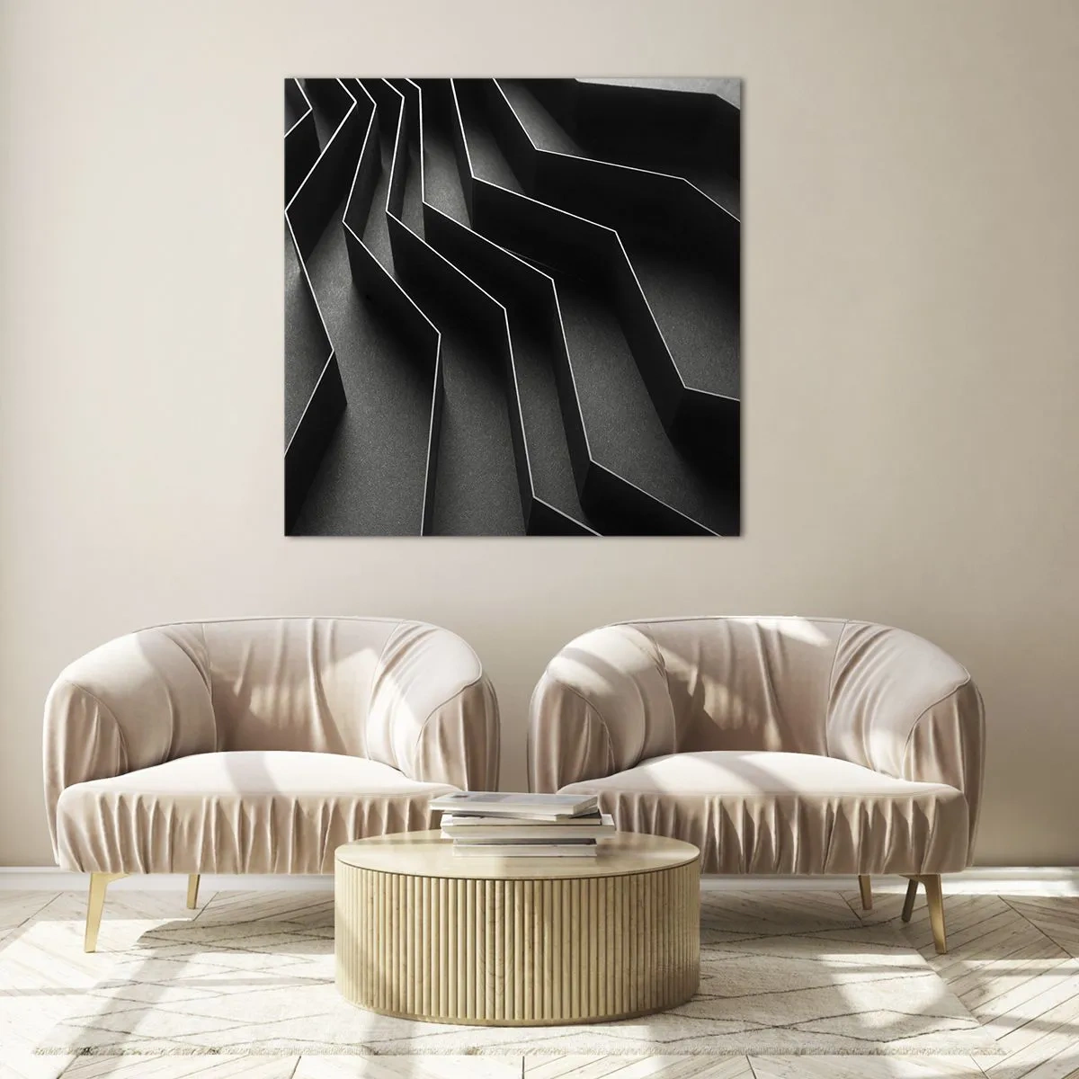 Glastavla - Bild på glas - Rumslig ordning - 70x70 cm
