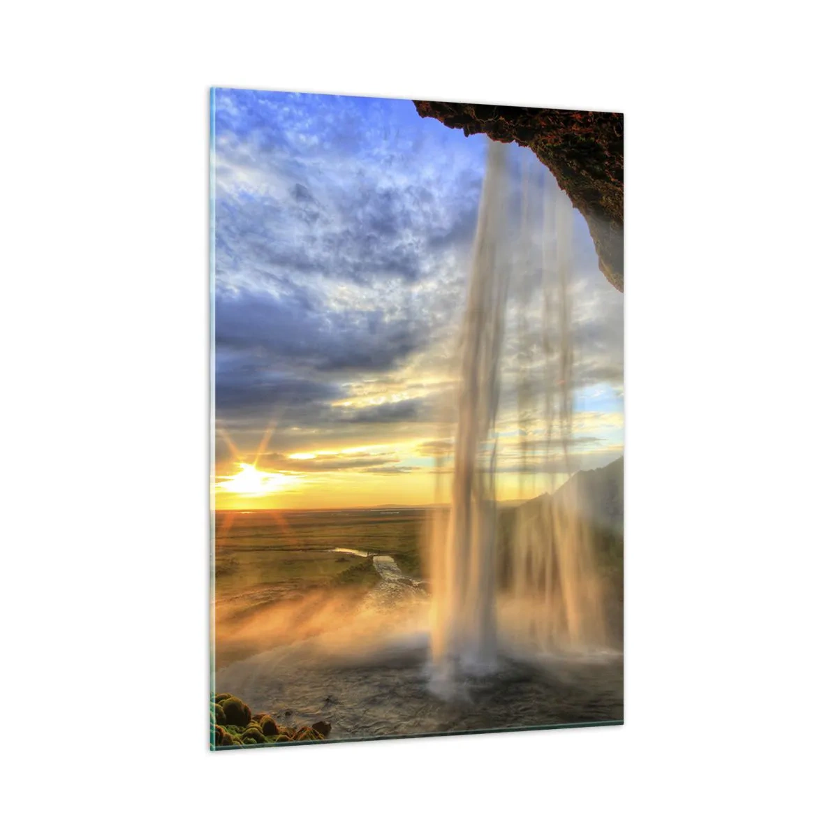 Glastavla - Bild på glas - Världen bakom ridå av droppar - 50x70 cm