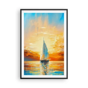 Affisch i svart ram - Segla i gult - 61x91 cm