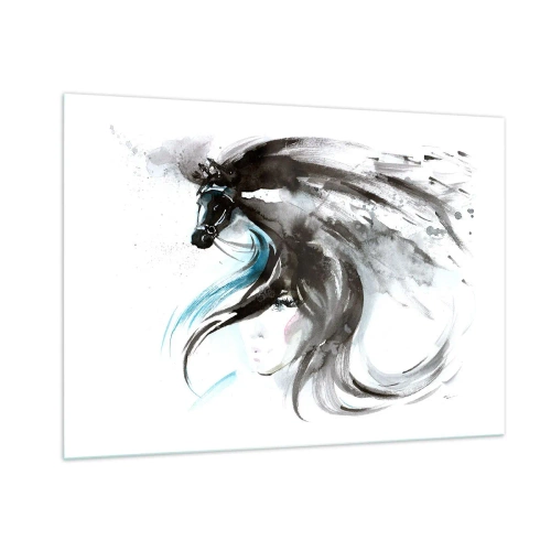 Glastavla - Bild på glas - Svarta prinsens galopp - 100x70 cm