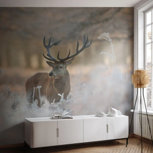 Fototapet Standard Eco - Uppfriskande morgon - Landskap, Rådjur, Djur - 350x256 cm