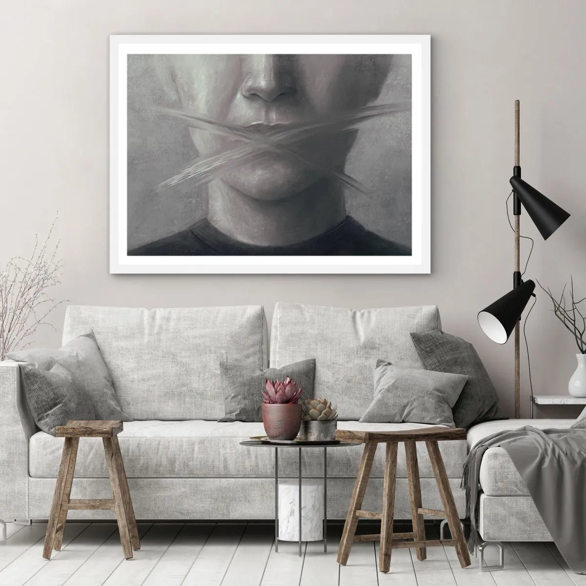 Affisch i vit ram - Inte ett ord - 50x40 cm