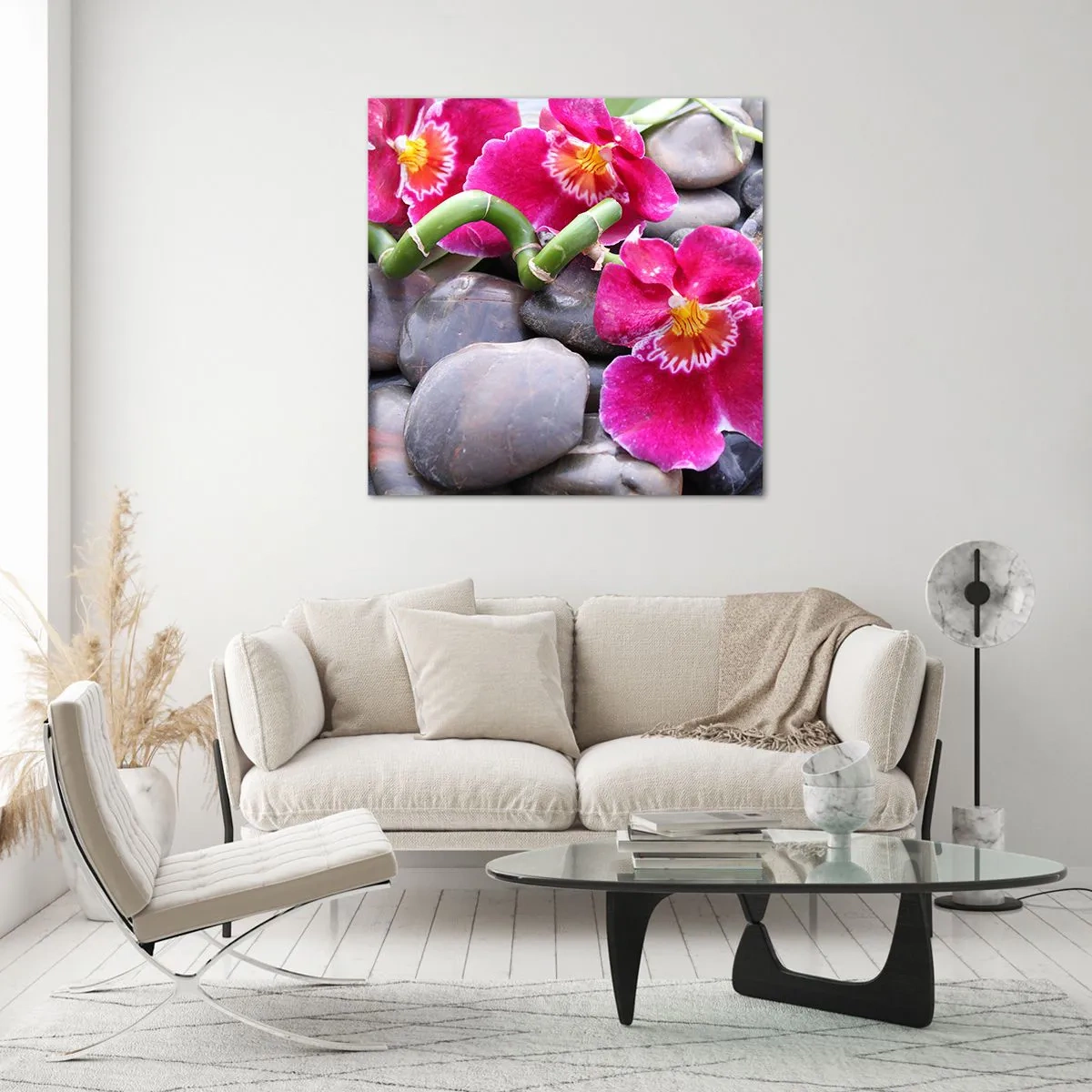 Glastavla - Bild på glas - Kyla och glöd - 60x60 cm