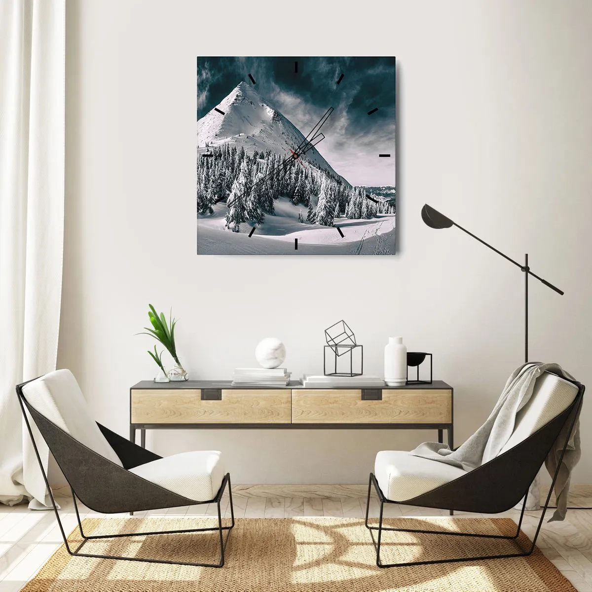 Väggklocka - Klocka på glas - Snö- och islandet - 30x30 cm