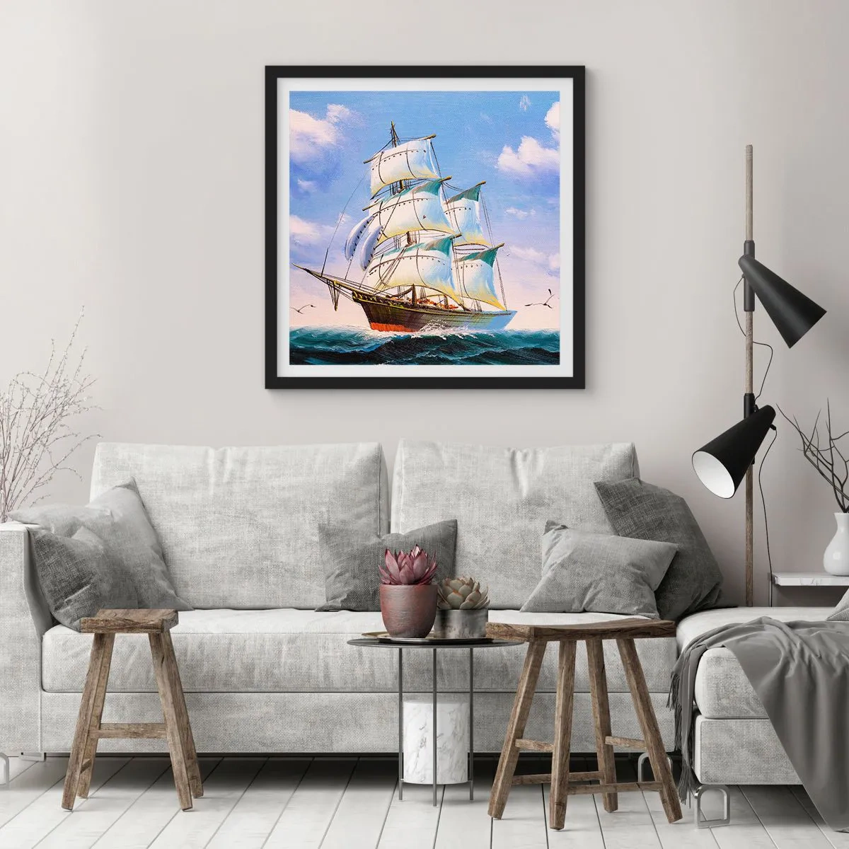 Affisch i svart ram - Stolt med vinden - 60x60 cm