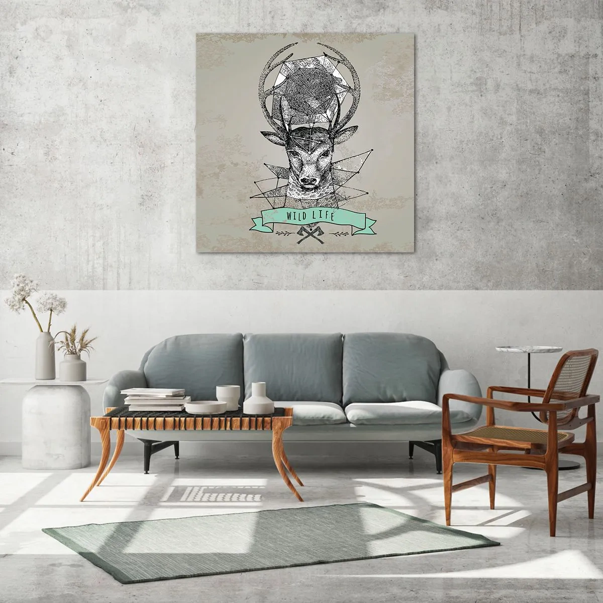 Glastavla - Bild på glas - Den heliga Hubertus vision - 70x70 cm