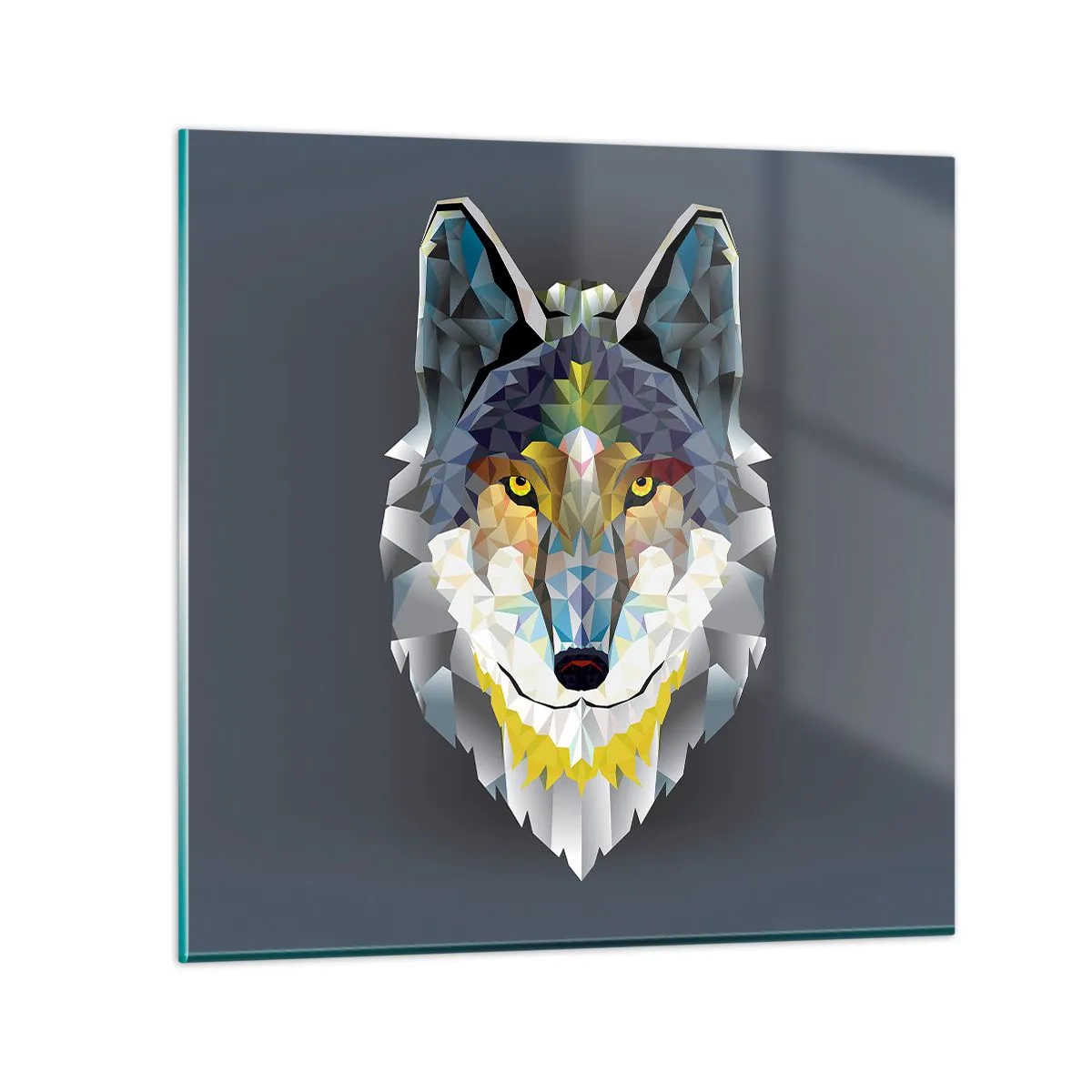 Glastavla - Bild på glas - Vargen är här - 50x50 cm