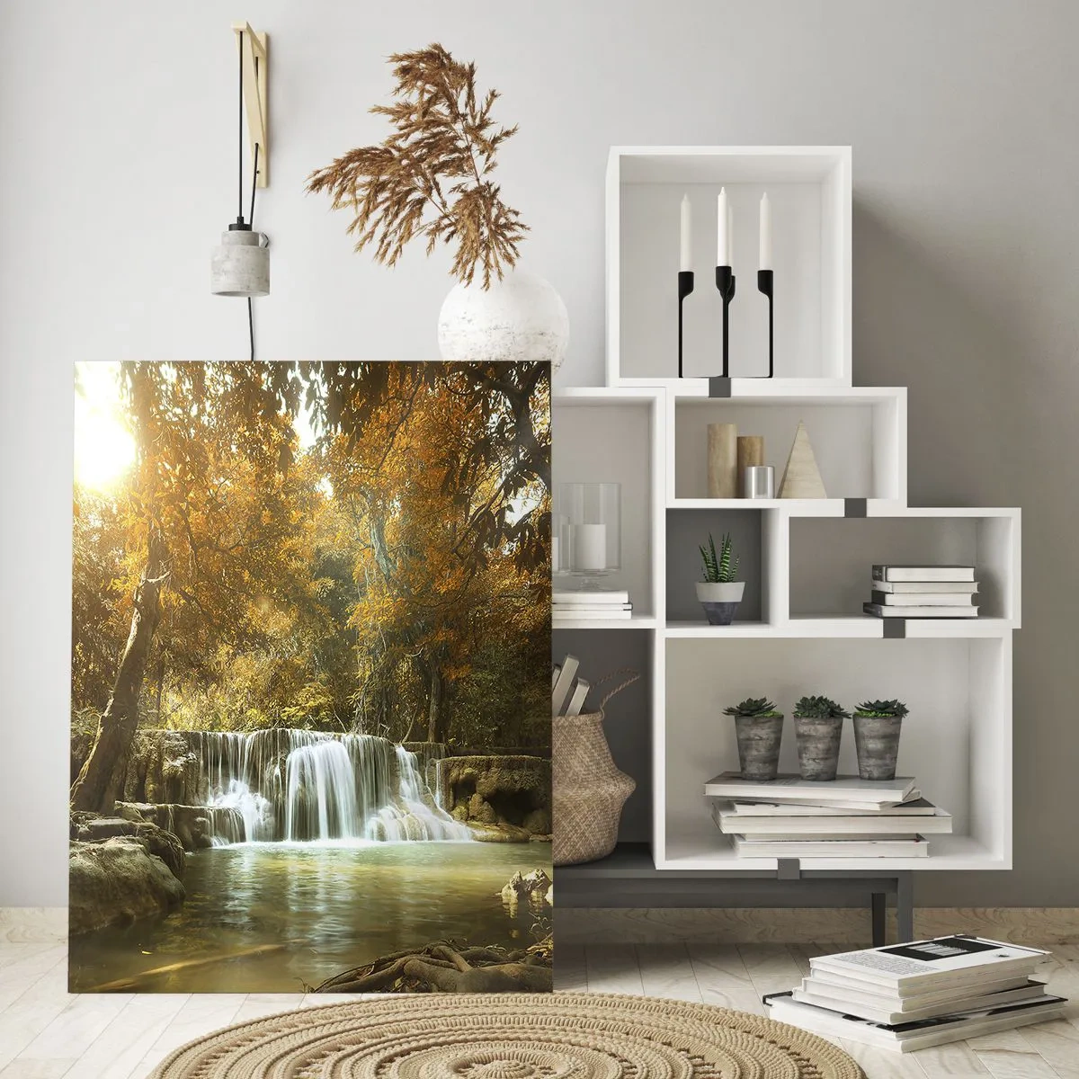 Glastavla - Bild på glas - Parkkaskad - 50x70 cm