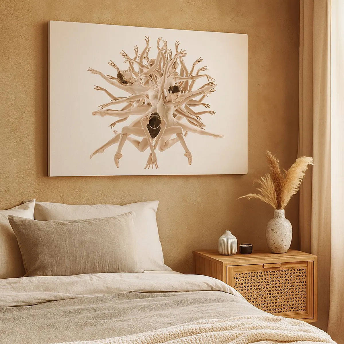 Canvastavla - Bild på duk - Abstrakt komposition av dansare i rörelse - 70x50cm - Blommar i dansen - Modern väggdekoration för vardagsrum och sovrum ARTTOR