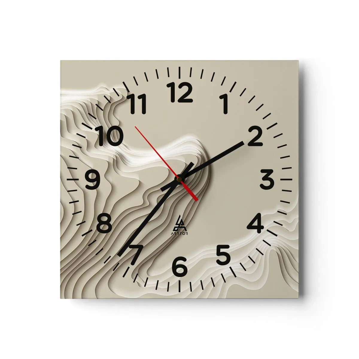 Väggklocka - Klocka på glas - Konstens topografi - 40x40 cm