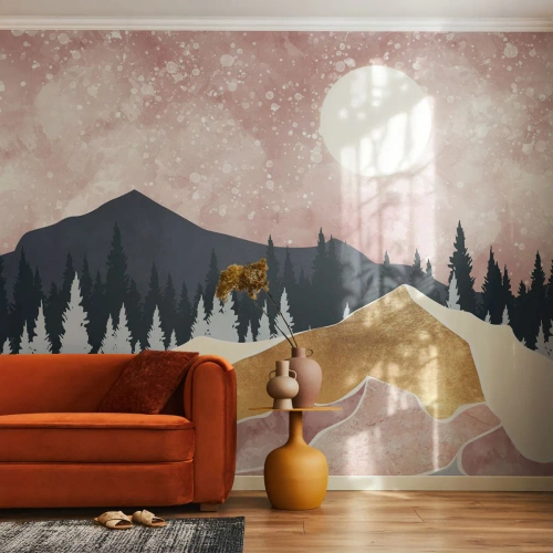 Fototapet Standard Eco - Nattvakt - Grafik, Landskap, Berg - 250x175 cm