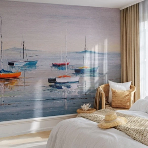 Fototapet Premium Sand - En välförtjänt vila - Nautisk, Segelbåtar, Seaside - 100x70 cm