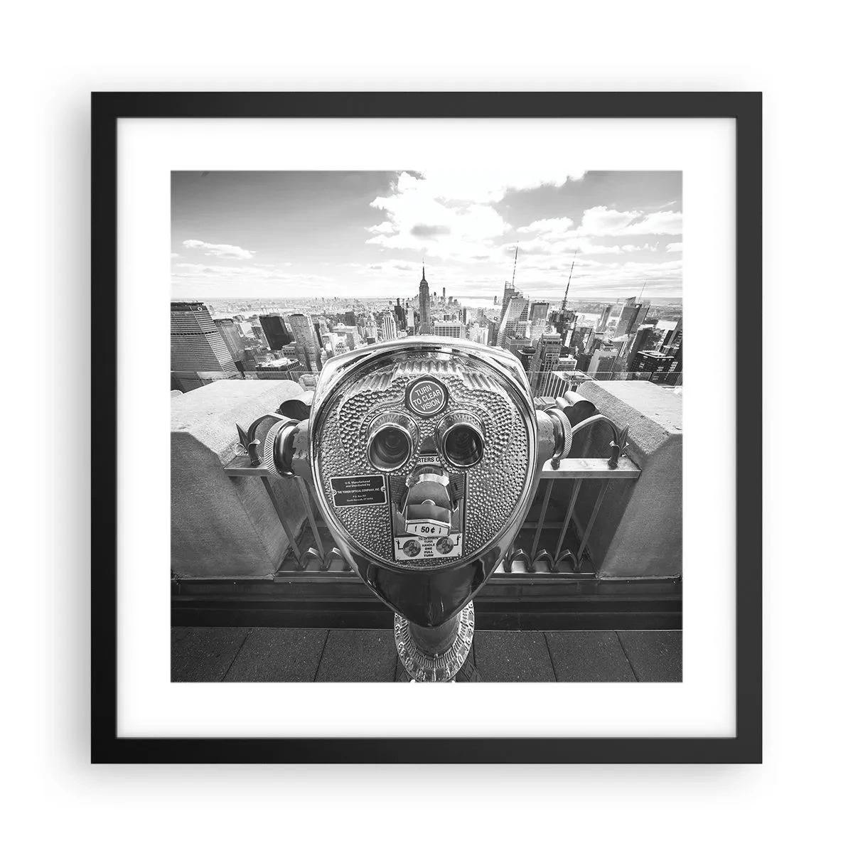 Affisch i svart ram - Stad över städerna - 40x40 cm