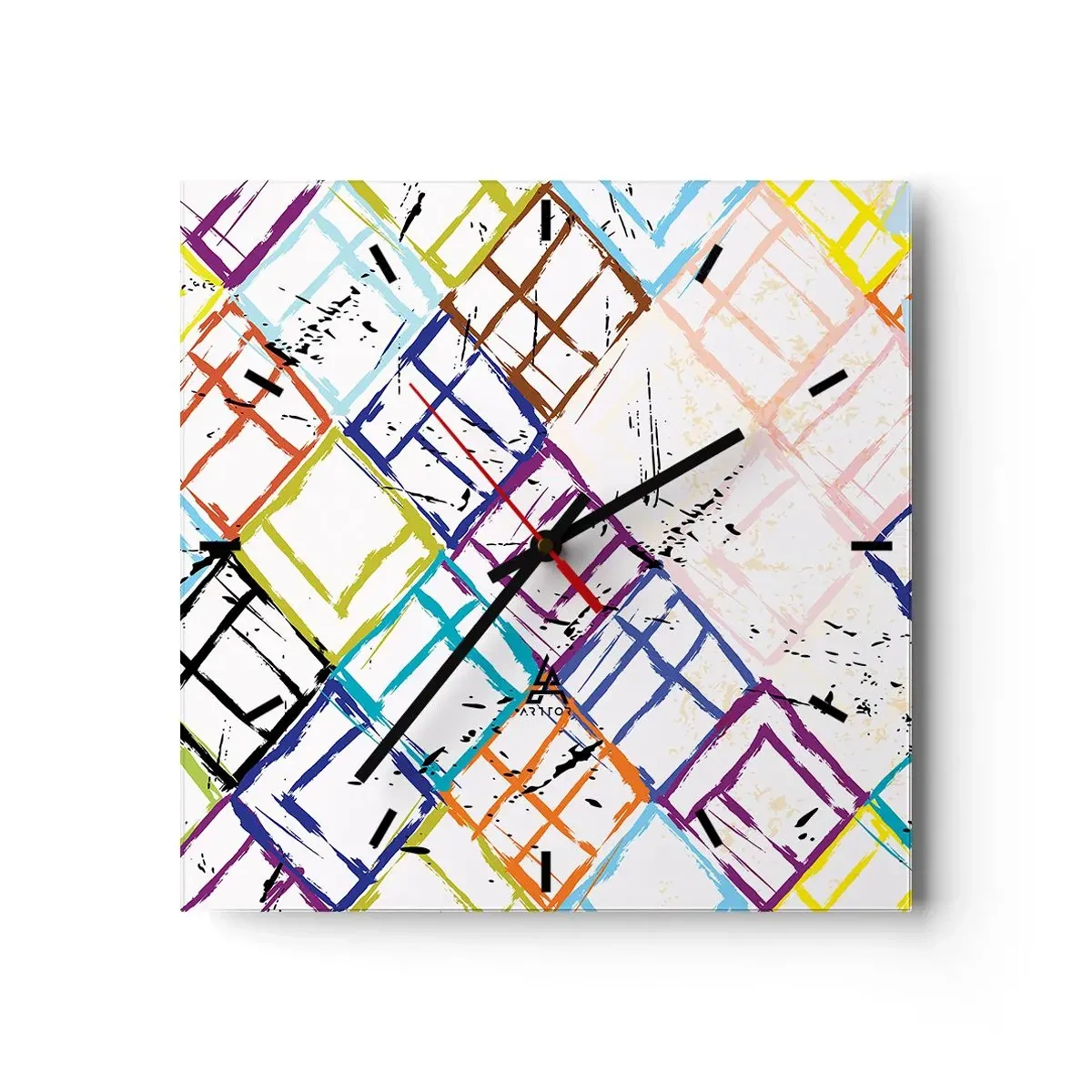 Väggklocka - Klocka på glas - Celler för uthyrning - 30x30 cm