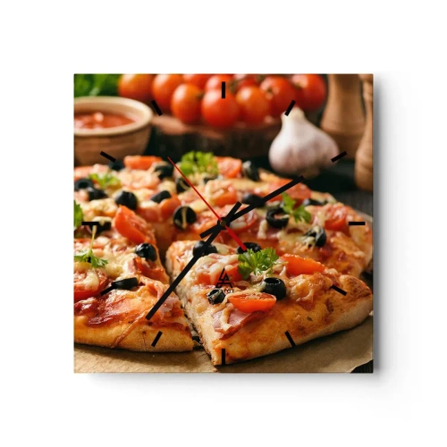 Väggklocka - Klocka på glas - Färdigt bakat - 30x30 cm