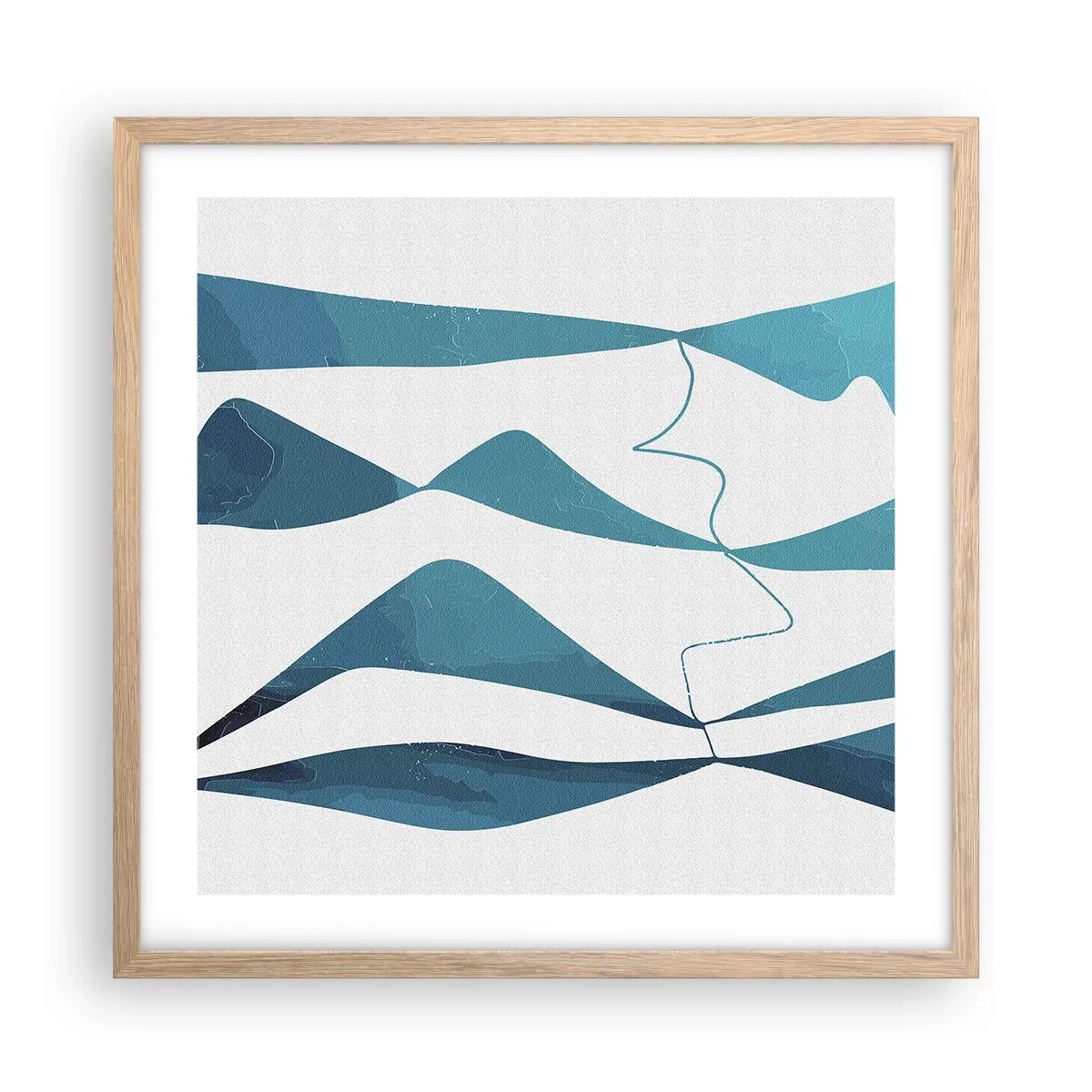 Affisch i ram av ljusek - Abstraktion: en turkos förening - 50x50 cm