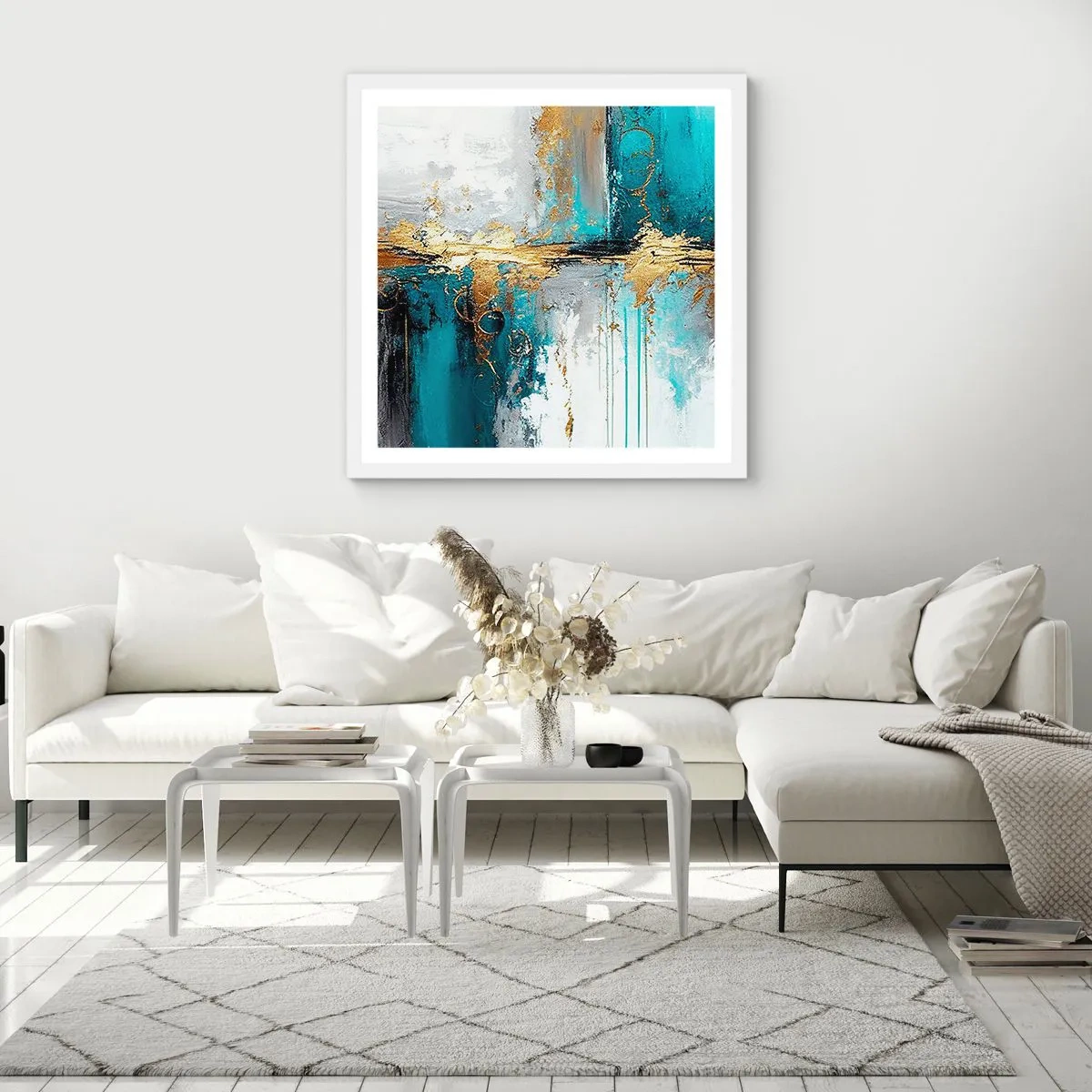 Affisch i vit ram - Allting flödar - 50x50 cm