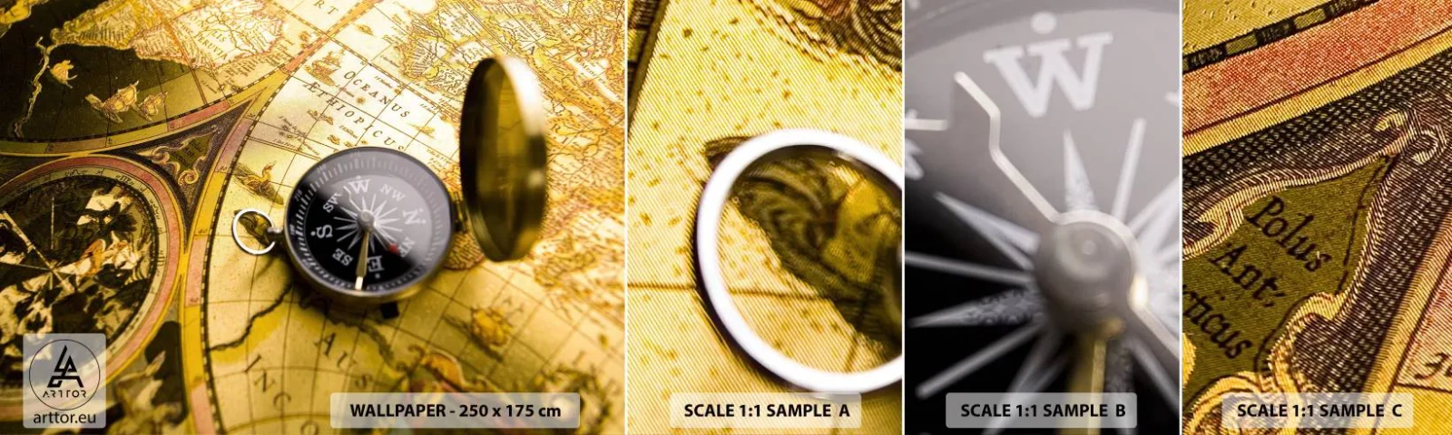 Fototapet Prov Standard Eco - Kanske till världens ände? - Resor, Världskartor, Kompass - 100x30 cm