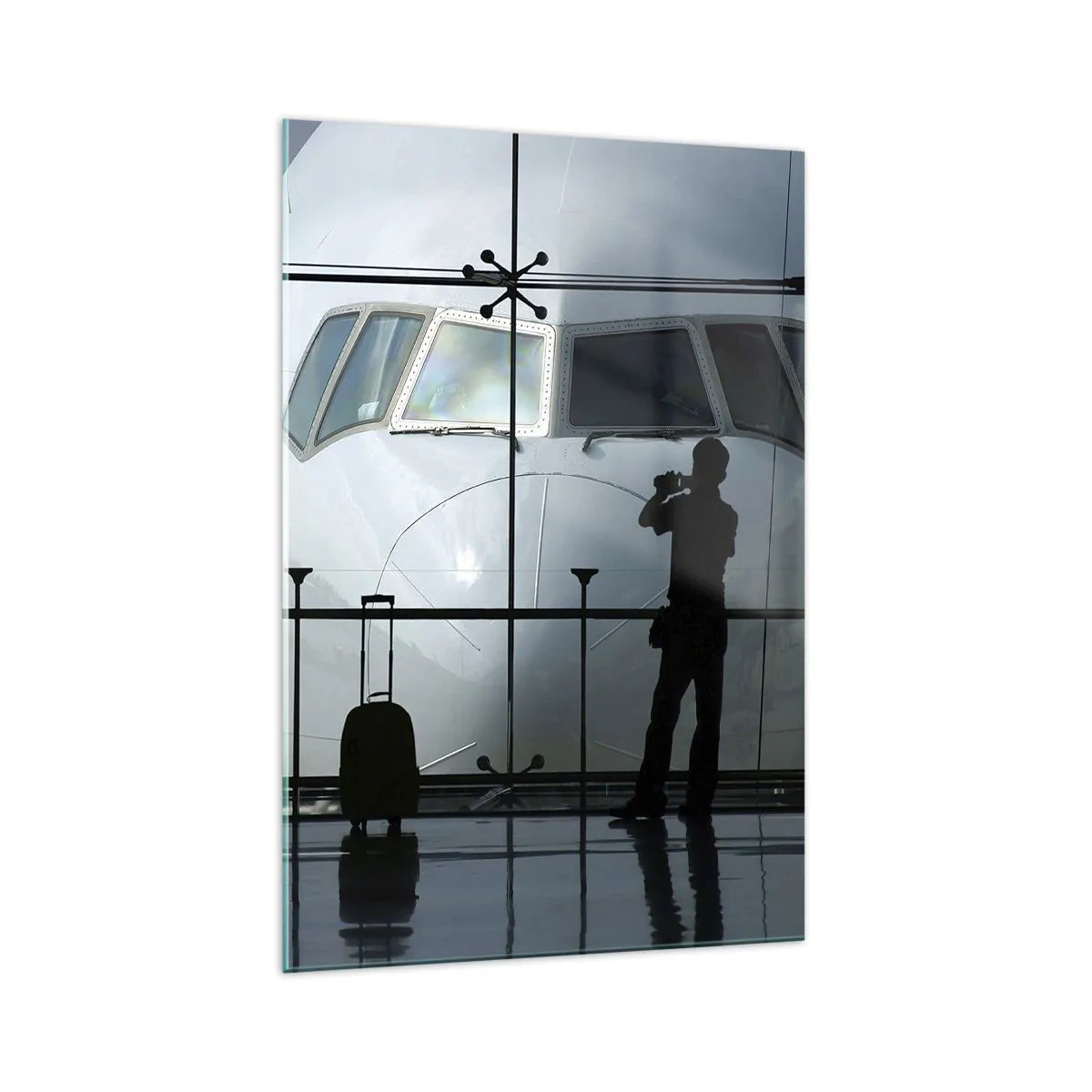 Glastavla - Bild på glas - Vis a vis på flygplatsen - 70x100 cm
