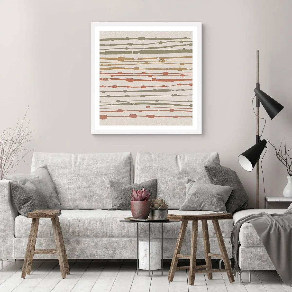 Affisch i vit ram - Musikalisk färgnotation - 60x60 cm