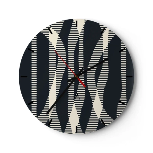 Väggklocka - Klocka på glas - Svart och beige randigt mönster med optisk effekt - 30x30cm - Försök att bryta mörkret - Modern väggdekoration för vardagsrum, kök och sovrum ARTTOR