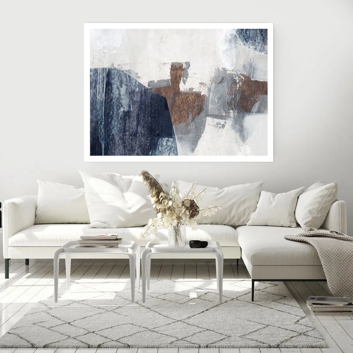 Affisch - Blåbruna former - 70x50 cm