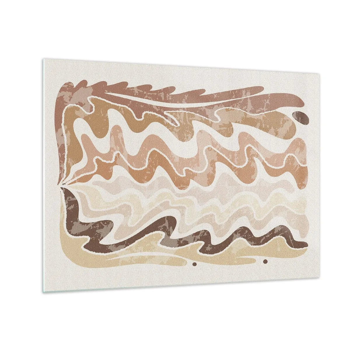 Glastavla - Bild på glas - Beige och bruna vågor i en abstrakt komposition - 70x50cm - Bra energi - bra känslor - Modern väggdekoration för vardagsrum och sovrum ARTTOR