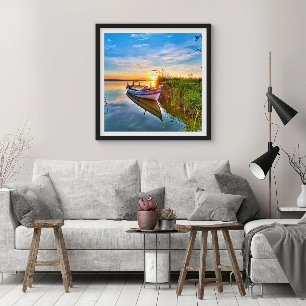 Affisch i svart ram - Uppfyllda drömmars vik - 40x40 cm