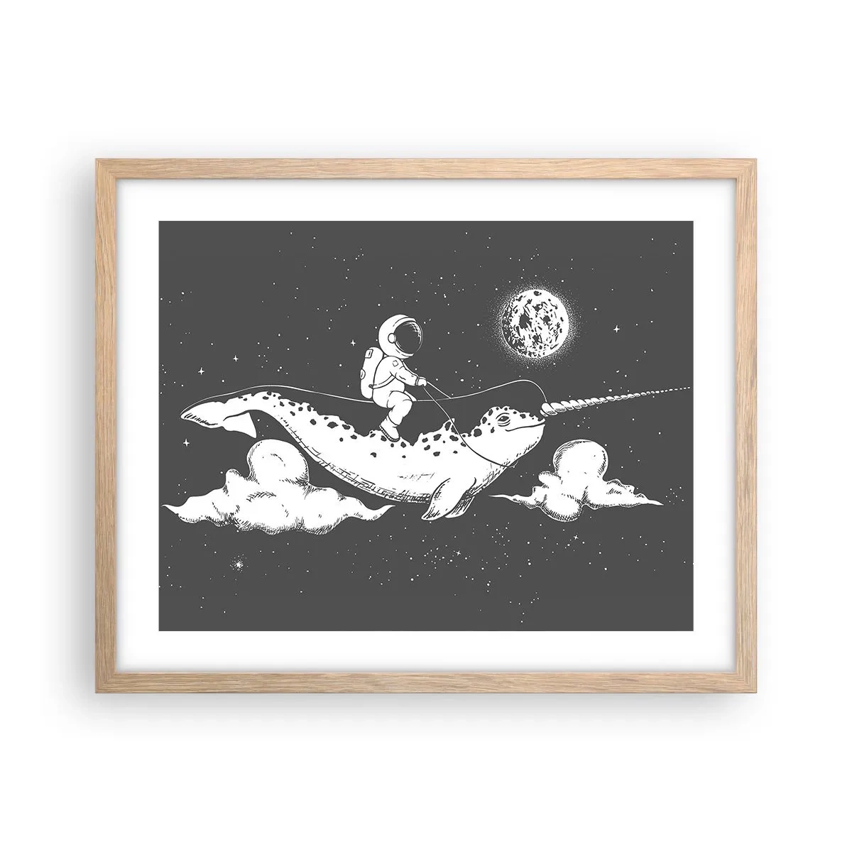 Affisch i ram av ljusek - Rymdryttare - 50x40 cm