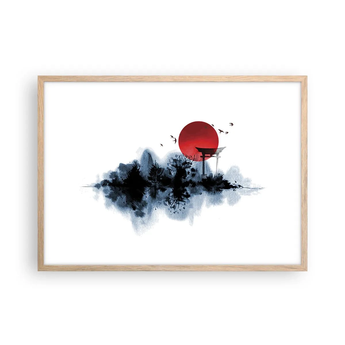 Affisch i ram av ljusek - Japansk utsikt - 70x50 cm