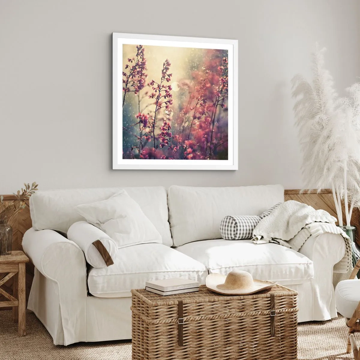 Affisch i vit ram - Hemlighetsfull trädgård - 60x60 cm