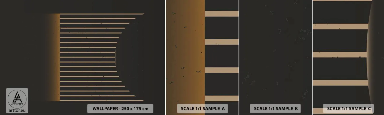Fototapet Prov Standard Eco - Utforska mörkret - Abstraktion, Bit, Linjekonst - 100x30 cm