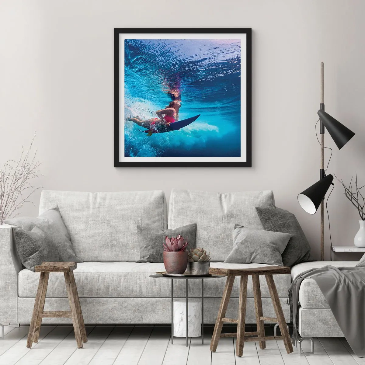 Affisch i svart ram - Glädjens djup - 40x40 cm