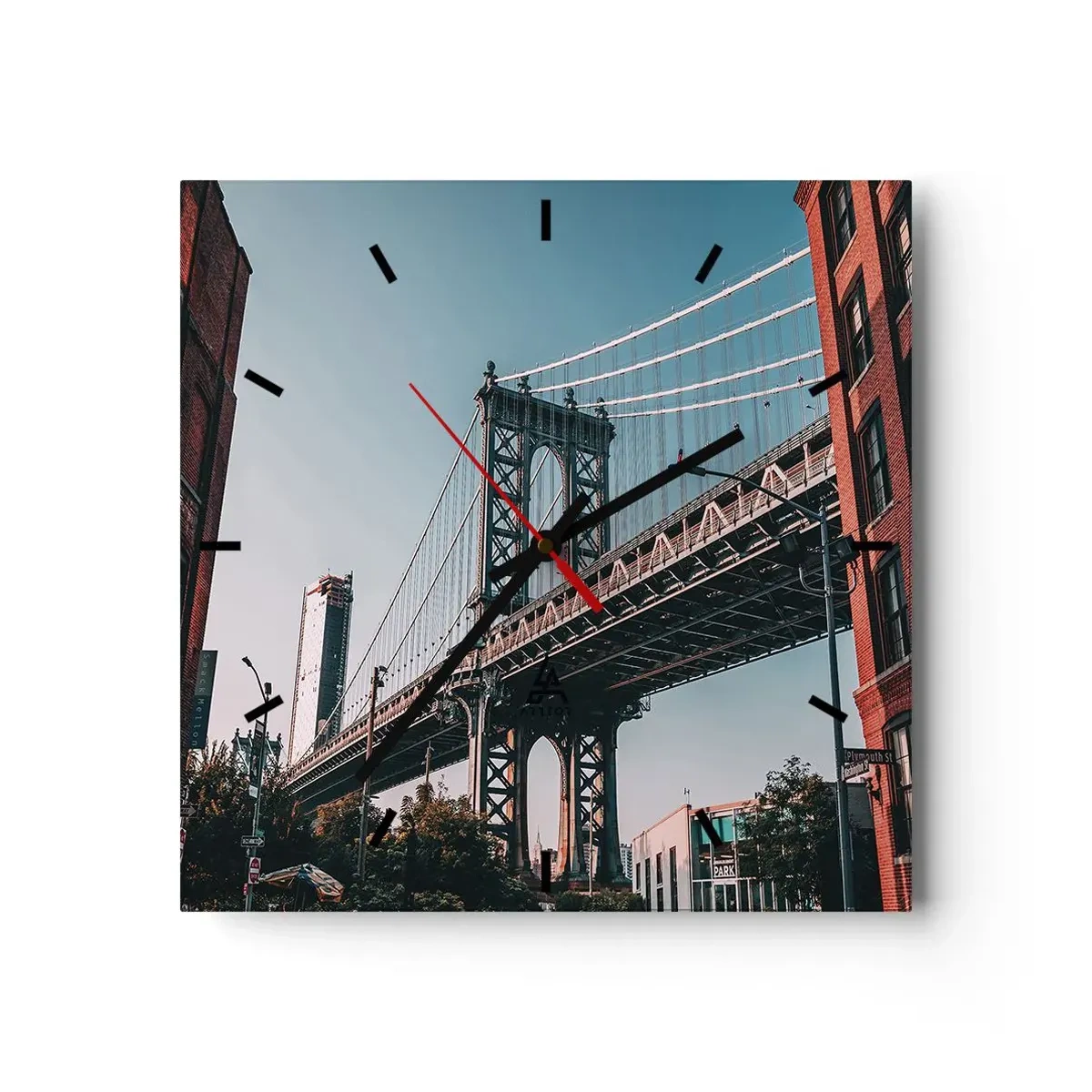 Väggklocka - Klocka på glas - Över stadens vågor - 30x30 cm