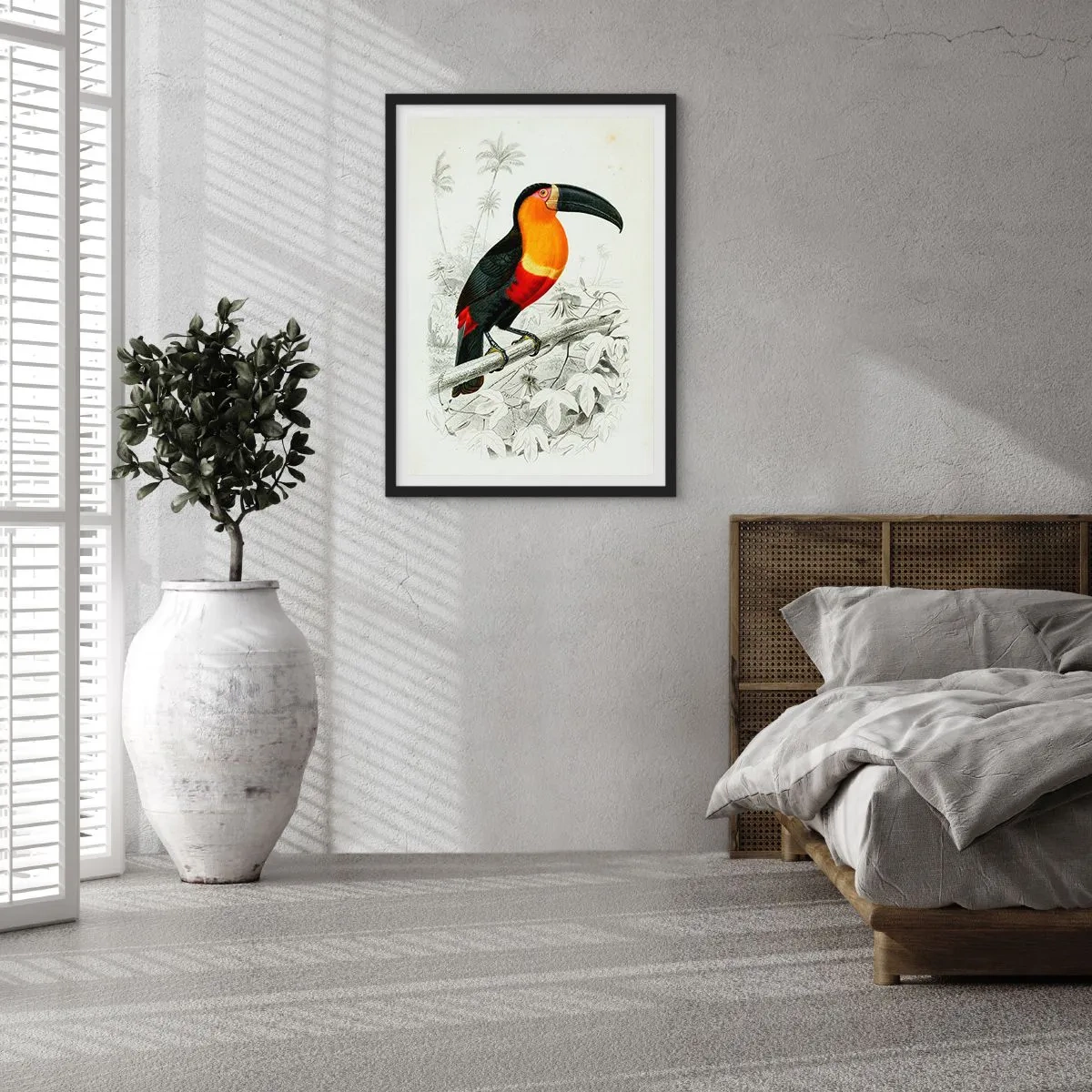 Affisch i svart ram - Papegojaporträtt - 50x70cm - Fåglarnas färger - Modern väggdekoration för vardagsrum och sovrum ARTTOR