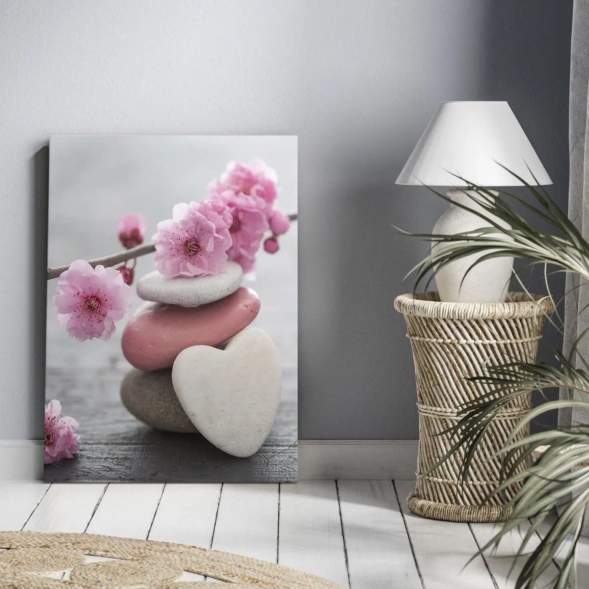 Canvastavla - Bild på duk - Salighet med körsbärsblomma - 55x100 cm