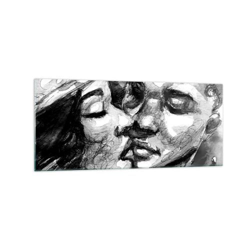 Glastavla - Bild på glas - Ett ömt ögonblick - 120x50 cm