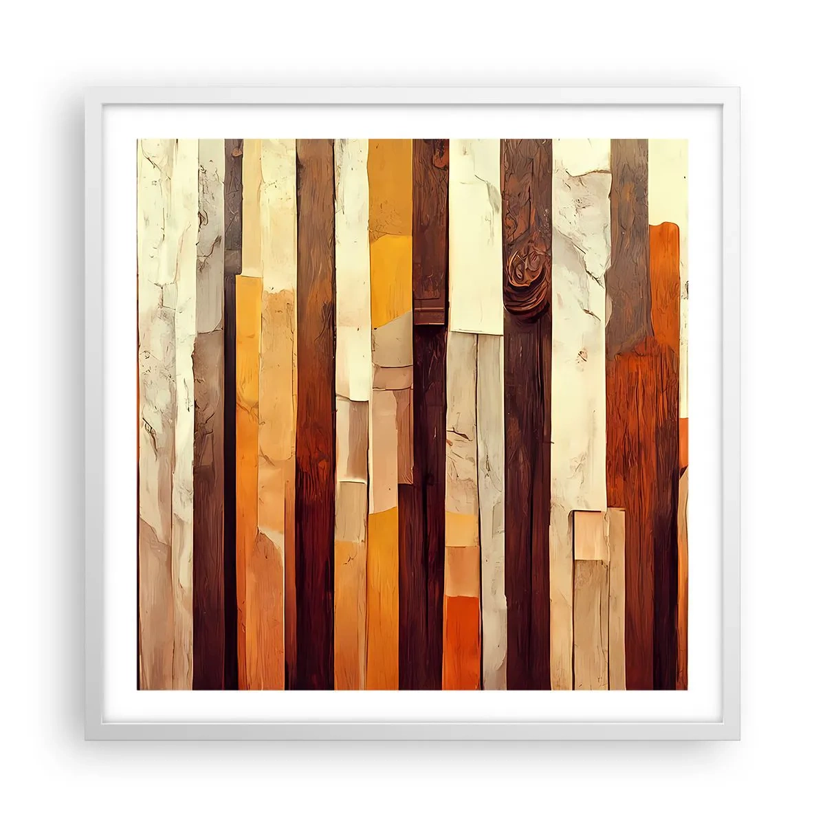 Affisch i vit ram - Hymn av skogens träd - 60x60 cm