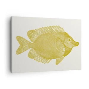 Canvastavla - Bild på duk - Vintage guldfisk på en ljus bakgrund - 70x50cm - Fisk och det är allt - Modern väggdekoration för vardagsrum och sovrum ARTTOR