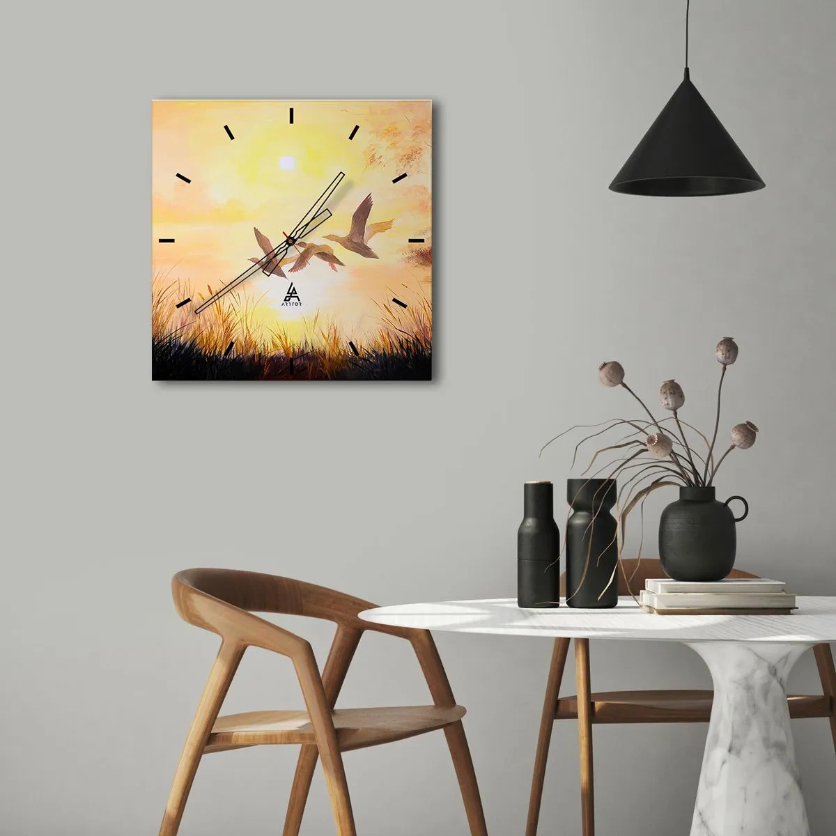 Väggklocka - Klocka på glas - Början av en lång resa - 30x30 cm