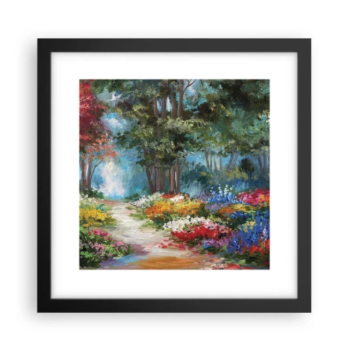Affisch i svart ram - Skogsträdgård, blomskog - 30x30 cm