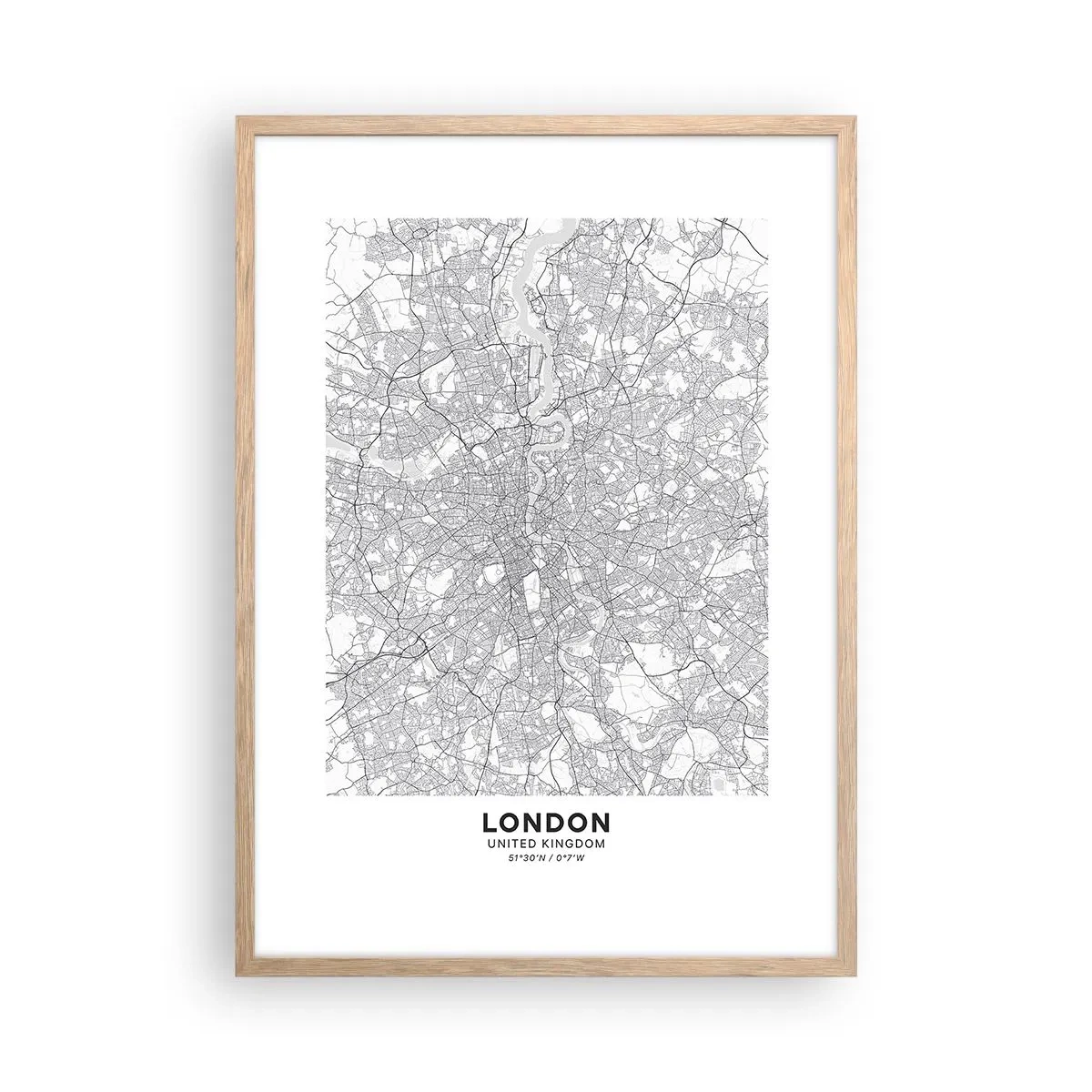 Affisch i ram av ljusek - Karta över London-labyrinten - 50x70 cm