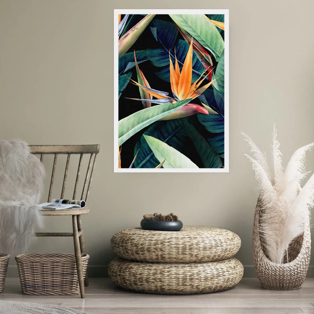 Affisch - Tropikens brinnande blommor - 70x100 cm