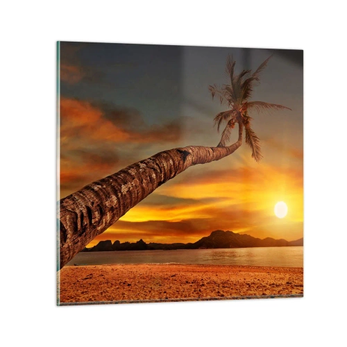 Glastavla - Bild på glas - Exotisk semester, ett äventyr i Karibien - 30x30 cm
