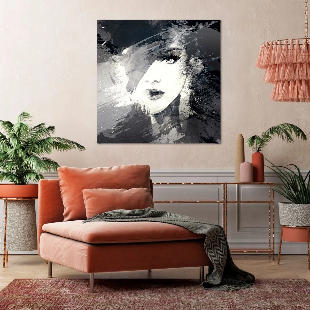 Canvastavla - Bild på duk - Bakom grå voile - 50x50 cm