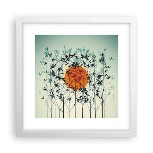Affisch i vit ram - Japansk sol - 30x30 cm